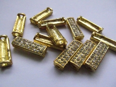 50pcs 8x20mm Pave micro crytal Brass Spacer tone connetor rectangle ablong jewelry charm bead