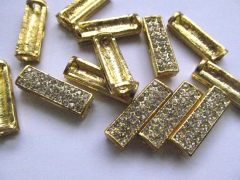 50pcs 8x20mm Pave micro crytal Brass Spacer tone connetor rectangle ablong jewelry charm bead
