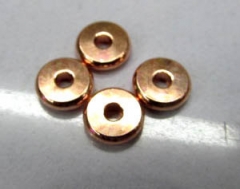100pcs 4-8mm 18K gold Brass spacer Beads Solid rondelle wheel buttom round disc heishi beads