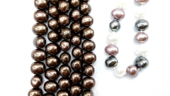 gorgeous Pearl bead 10x14mm full strand freeform egg nugget brown coffee mixed Necklace gemstone Loo
