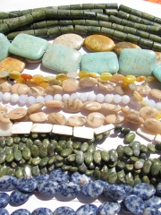 50%off--20strands Assorted turquoise bead gemstone gergous sunstone jade seastone amazonite chalcend