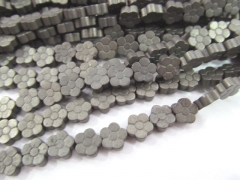 2 strands 8-12mm Hematite gem fluorial flower petal gunmetal matte carved loose bead