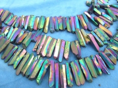 20%off--15-50mm full strand Natural Rock Quartz ,sharp spikes freeform plated AB mystic rainbow mixed bead
