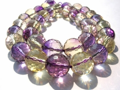 high quality 10mm 16inch Ametrine quartz gorgeous Amethyst Citrine rock crystal round ball faceted briolette bead