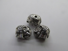Free ship--50pcs 12-16mm Elephant Brass Charms Collection,Antique Silver Carved Vintage Finding Pendants --drilled