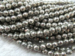 2strands 3 4 6 8 10 12mm genuine Raw pyrite crystal round ball polished iron gold pyrite beads