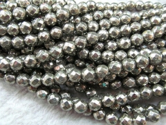 sale 2strands 2-12mm high quality genuine Raw pyrite round ball faceted iron gold jewelry bead