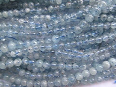 Wholesale 5strands 4-12mm Genuine Aquamarine Beryl Round Ball Blue Transparent Jewelry Bead