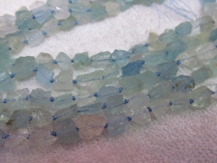 high qulaity 8-35mm Genuine Aquamarine Beryl Freeform Nuggets chip Faceted matte Blue jewelry bead