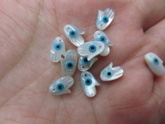 Top Drilled --24pcs 7x10mm Genuine MOP Shell Blue White Mother of pearl shell turkish evil eye hamsa