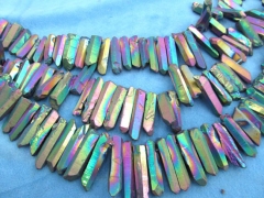 20%off--15-50mm full strand Natural Rock Quartz ,sharp spikes freeform plated AB mystic rainbow mixe