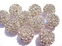 AA +12pcs 20-30mm Bling Micro Pave Crystal Brass Filigree Beads Spacer Round Metal Spacer Beads Bead