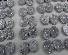 50pcs 10x20mm Titanium Agate beads Druzy Agate oval egg Beads Pendants Drusy Quartz Cabochons Charms Necklace Jewelry