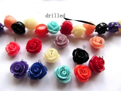high quality 100pcs 8 10 12 15mm Resin cabochon plastic Arcylic charm beads Rose flower fluorial Ass