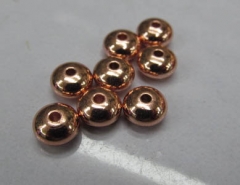 100pcs 4-8mm 18K gold Brass spacer Beads Solid rondelle wheel buttom round disc rose gold jewelry fi