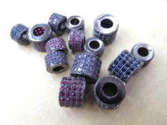 Assortment Micro Pave CZ Spacer, Top Quality 12pcs 8x10mm Brass Cubic Zirconia drum Tube col