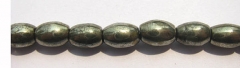 2strands 8-14mm genuine gleaming pyrite crystal rice olive barrel iron gold pyrite beads