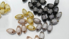 12pcs 10x16mm Platinum Plated Micro Pave set cubic zirconia beads Rice Barrel Drum silver gold gunme