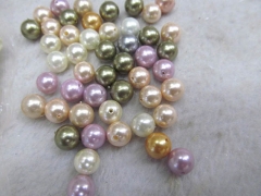 Half drilled--Wholesale 24pcs 4-16mm Pearl Gergous Round Ball white dark black grey gray mixed jewel