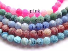 Wholesale 5strands 4-14mm Gorgeous Natural Frosted Agate Gemstone Matte Round Loose Beads Multicolor