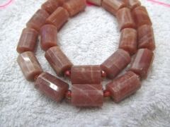 Natural sunstone stone High Quality 12x16mm Round column tube faceted oranger grey jewelry beads