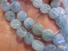 High Quality 2strands 6 7 8 9mm Genuine Aquamarine Beryl oval egg Round coin Disc blue Jewelry Bead