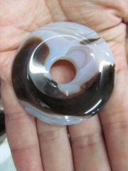 larger 2pcs 60mm genuine agate onyx gemstone Round Donut pendant red white black bead