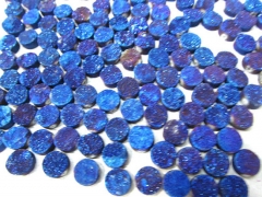 Free ship--AA Grade 50pcs 6-14mm Cabochon Calibrated Duzy Drusy Agate Titanium Quartz Round Coin AB mistic blue Assortment charm