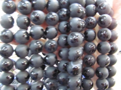 Wholesale 12 14 16mm full strand Tibetant Agate Gem Round Ball Animal Butterfly Matte Gemstone Black jet Beads