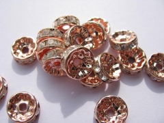 100pcs 4 -12mm Micro Pave Crystal spacer Beads Brass Rondelle Pinwheel Buttone brozne Rose gold silv