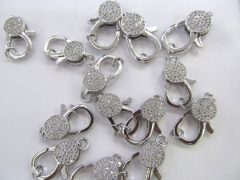 AAA grade 10pcs 12-50mm Gunmetal CZ Micro Pave Diamond paved Lobster Clasps Jewelry findings Micro P