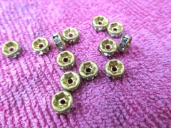free ship--200pcs 4 -12mm Micro Pave Crystal spacer Beads Brass Rondelle Pinwheel Buttone Rose gold