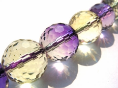 high quality 10mm 16inch Ametrine quartz gorgeous Amethyst Citrine rock crystal round ball faceted briolette bead