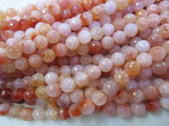 wholesale 5strands 4 6 8 10 12 14 16mm Agate gemstone round ball faceted cracked pink yellow green loose bead