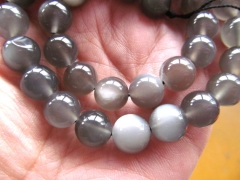 High quality 4 6 8 10 12mm full strand Natural sunestone gems Round Ball dark grey flashy jewelry be