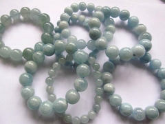 Wholesale 6 8 10 12 14 16mm 8inch Genuine Aquamarine Beryl Bracelet Round Ball Blue Transparent Jewelry Bead