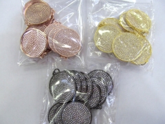 6pcs 30mm CZ Micro Pave Beads Spacer Beads roundel disc Micro Pave Disc Connector CZ Pave Connector