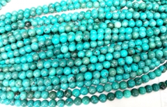 High Quality 2strands 4-12mm Tibetant Turquoise stone Round Dark Bule Green Yellow Black spacer Bead