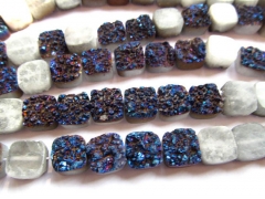 Drilled--10-15mm full strand Genuine Duzy Drusy Agate Round square box Rose AB mystic Rainbow Blue Champagne Clear White Cabocho