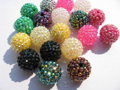 wholesale 100pcs 16mm micro pave rhinestone Shamballa Beads Round balls mixed spacer beads