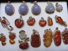 order list--Assortment gemstone emeral chelcedony jade & 24k gold jewelry pendant ring
