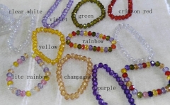 high quality cubic zircnoia bracelet ,CZ rondelle faceted,rainbow mixed beads 4x6 5x8 6x10mm 8inch