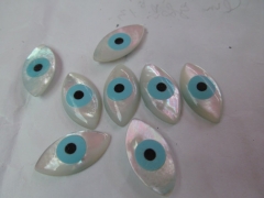 12pcs 13x20mm gorgeous MOP Shell beads mother of pearl Evil Eyes Marquise Blue White Cabochons shell