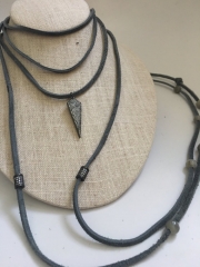 AAA 12pcs 10-30mm Micro Pave set cubic zirconia beads arrow spikes shape gunmetal necklace focal pen