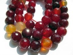 free ship--2strands 8 10 12mm Agate Carnerial gemstone Gem Round Ball cherry pink red faceted evil loose bead