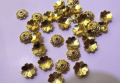 high quality 50pcs 6mm 18K Solid Gold cap bead flower spacer connector beads