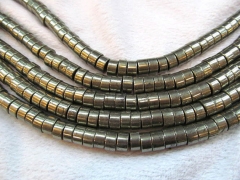 2strands genuine Raw pyrite crystal round rondelle heishi polished iron gold pyrite beads 3x4 4x6 5x8 6x10mm