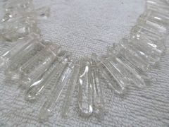 Genuine clear white Quartz 15-50mm full strand Natural Rock Quartz ,sharp spikes freeform matte brow