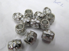 50pcs 9x13mm Vintage Rhinestone Brass Connector ,Rice Drum Antique Silver Gold Black Mixed spacer Be