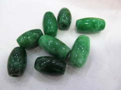 larger hole --12pcs 22-25mm Genuine green Jade gemstone barrel drum spacer jewelry beads